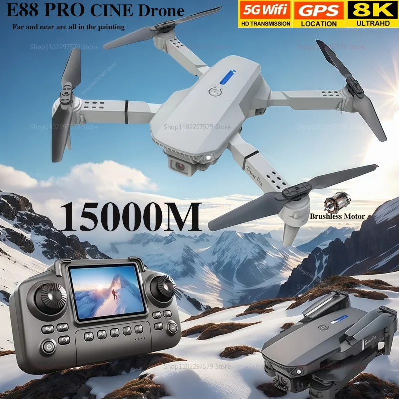 New E88Pro RC Drone Professinal With Screen Remote Control Wide Angle Dual 8K HD Camera Foldable RC Helicopter WIFI FPV Gift Toy
