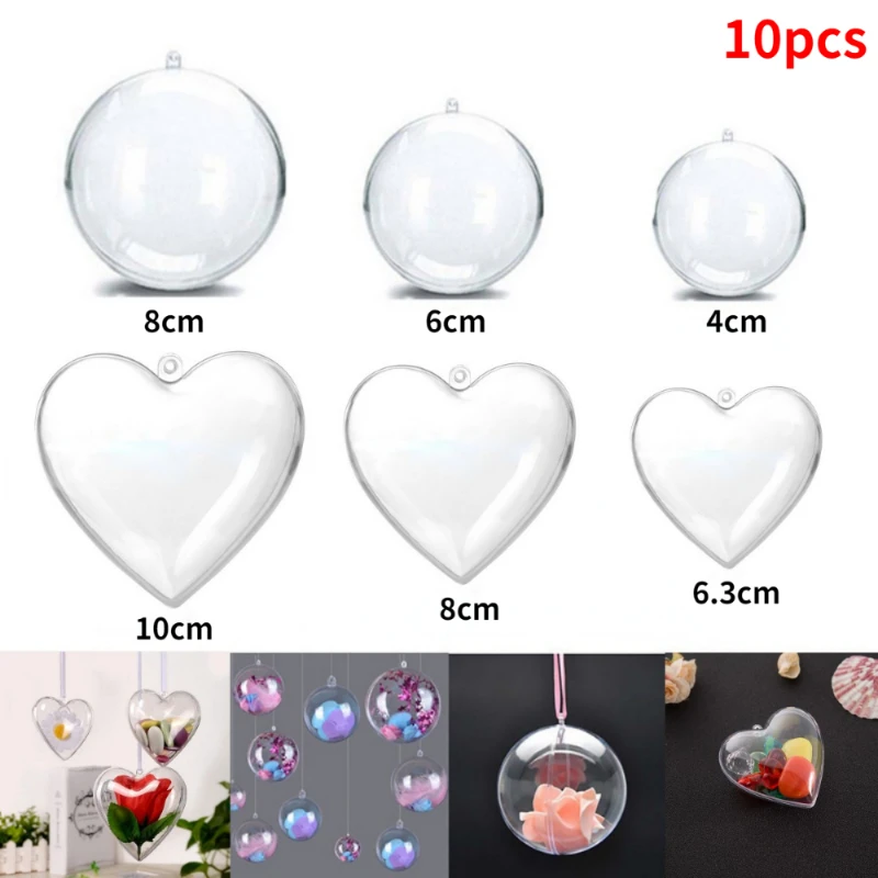 

10pcs Transparent Open Plastic Christmas Ornament Ball Clear Bauble for Xmas Party Kids Gift Present Box Decorations