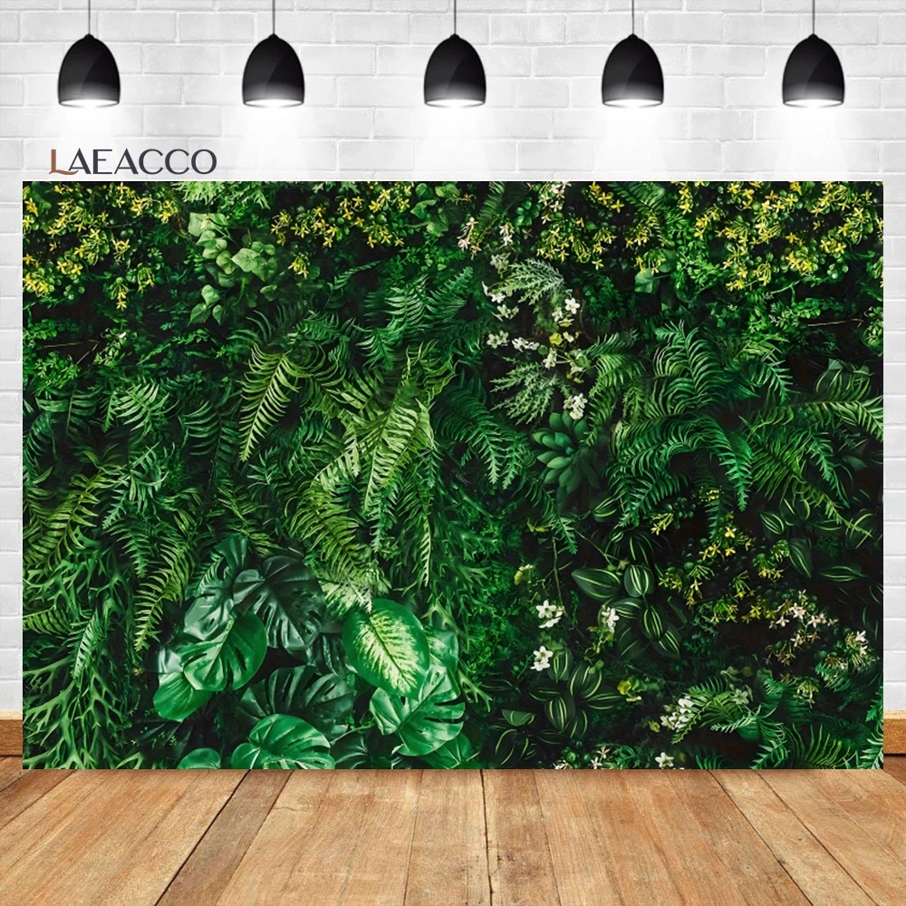 Laeacco Green Tropical Palm Leaves Photography Backdrop Jungle Safari Plants Greenery Nature Kids Adults Portrait Background