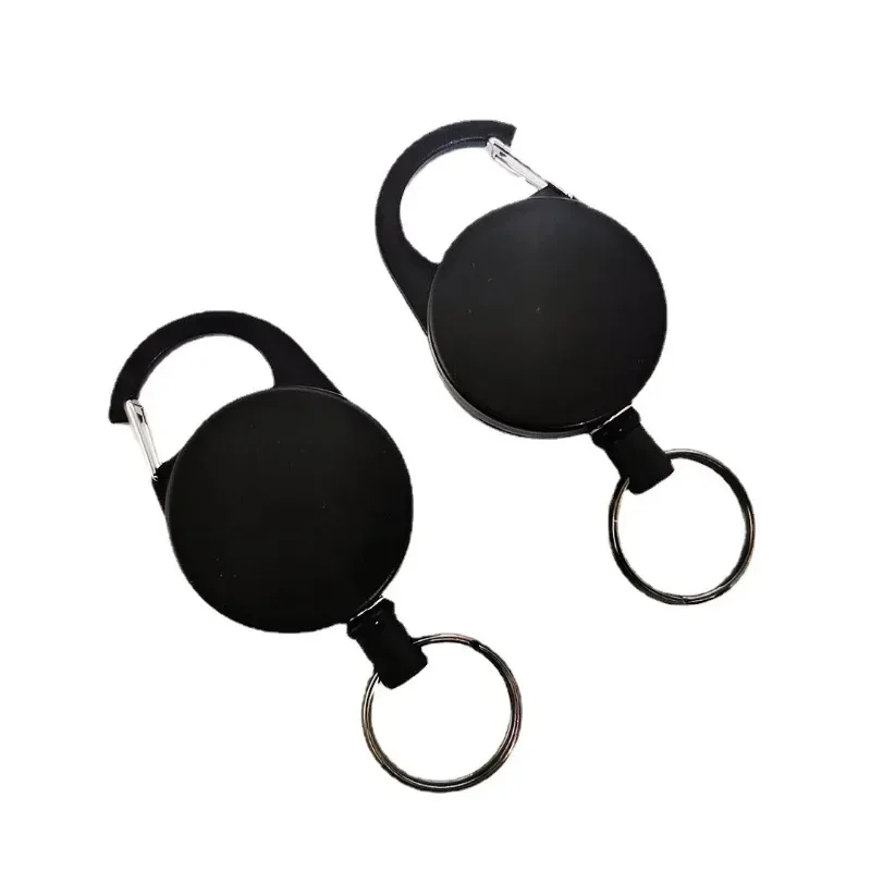 1PC Stretchable Wire Rope Key Chain Badge Reel Retractable Anti Lost Ski Pass ID Card Holder Key Ring Steel Cord