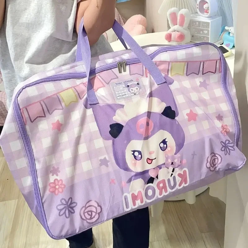  Hello Kitty Quilt Duffel Bag for Women Household Clothes Organizer Luggage Travel Bag Large Capacity Cartoon