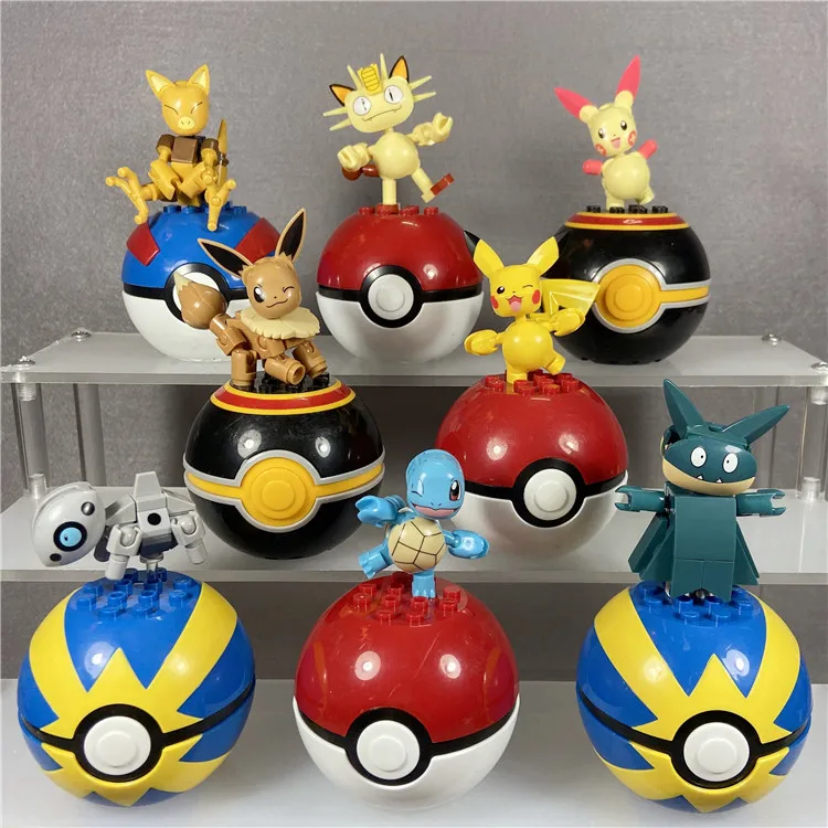 Pokemon Assembly Model Charmander Jigglypuff Pikachu Squirtle Bulbasaur Meowth Building Block Action Figure Toy Collection