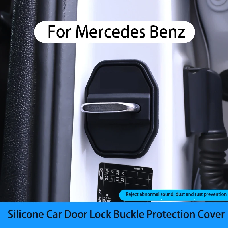 

4PC/set Silicone Car Door Lock Buckle Protection Cover For Mercedes-benz A B C E S-Class CLA EQC GLE CLS GLK GLA