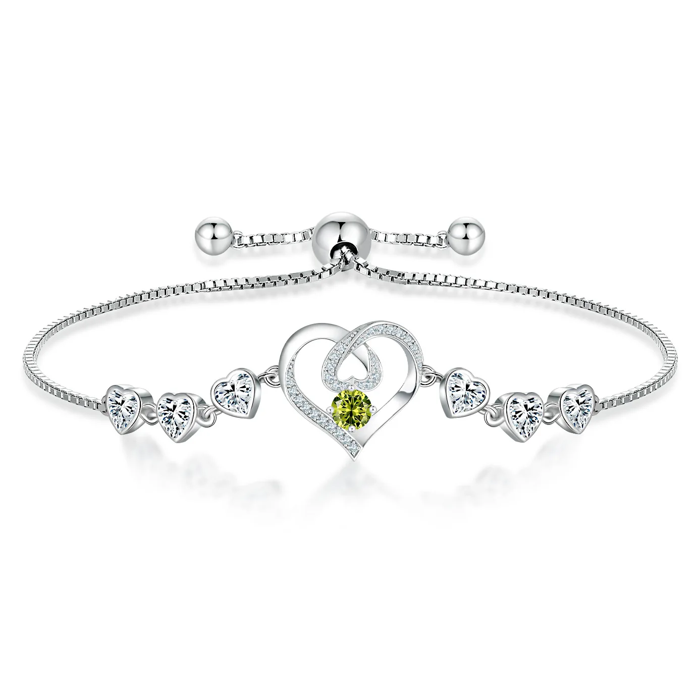 

S925 pure silver plated 18K gold PT950 platinum navy blue gemstone heart bracelet, high-end fashion niche bracelet