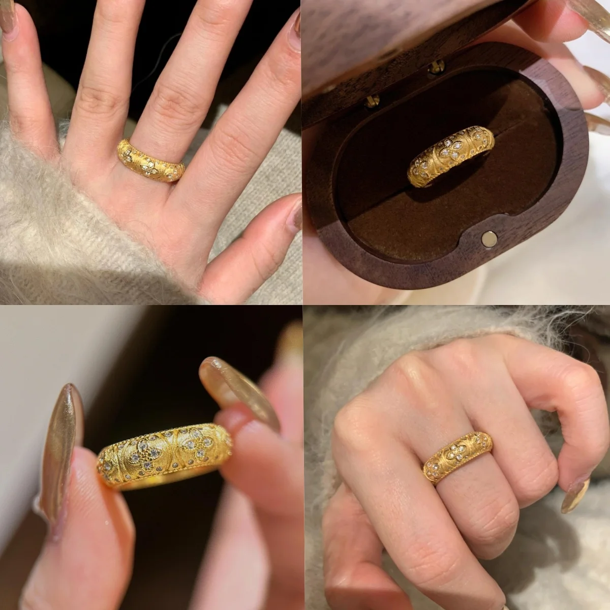 

Винтажное кольцо из стерлингового серебра 925, кольцо с бриллиантом, новый древний метод, тяжелый четырехлистный фонарь, резное кольцо