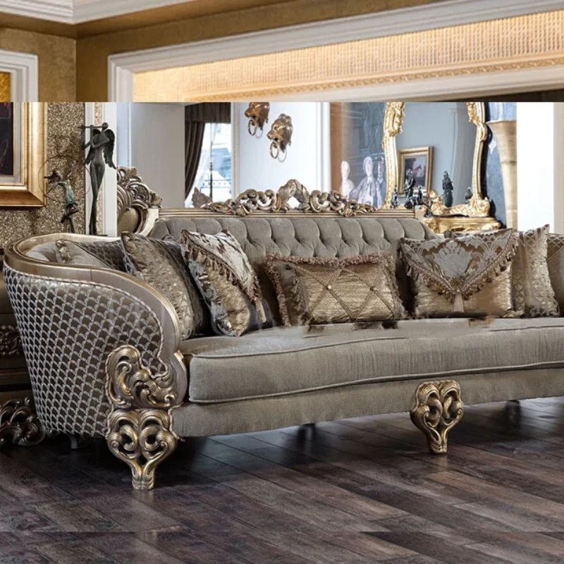 Customized handcrafted French fabric sofa combination for luxury villas, living rooms, sofas