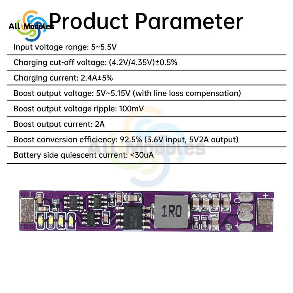 Mini DC 5V 2A Lithium Battery Charging Board 18650 Lithium Battery Boost Charging and Discharging Integrated Module
