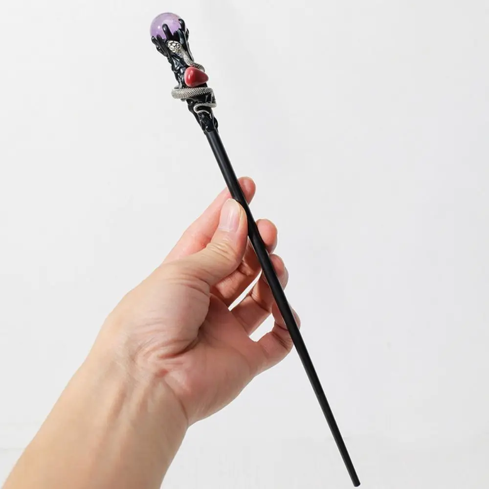 Creative Natural Crystal Magic Wand Witch Handcrafted Crystal Magic Wand Halloween Prop Portable Magic Cane Halloween