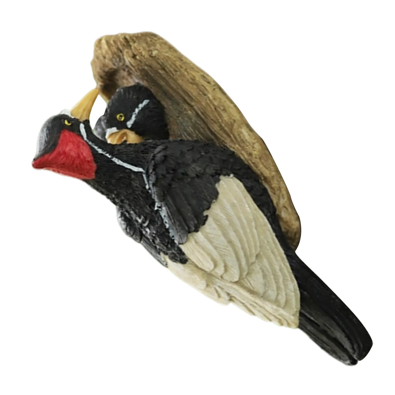 Realistic Woodpecker Resin Bird Statue Lightweight Weather Resistant Hanging Garden Ornament for Tree Branches Patio Balcony