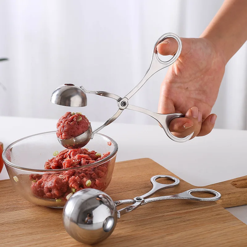 Molde de acero inoxidable para hacer albóndigas, utensilio para Hacer bolas de arroz y ternera, no se pega, para cocina, procesadores de alimentos y carne