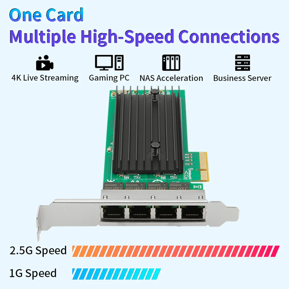 Intel I226 4 Ports 2.5GbE PCIe Network Card Quad RJ45 Port LAN
