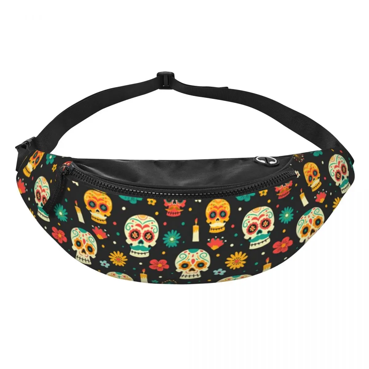 Moda fiore messicano Sugar Skull marsupio per viaggi escursionismo uomo donna Crossbody marsupio telefono Money Pouch