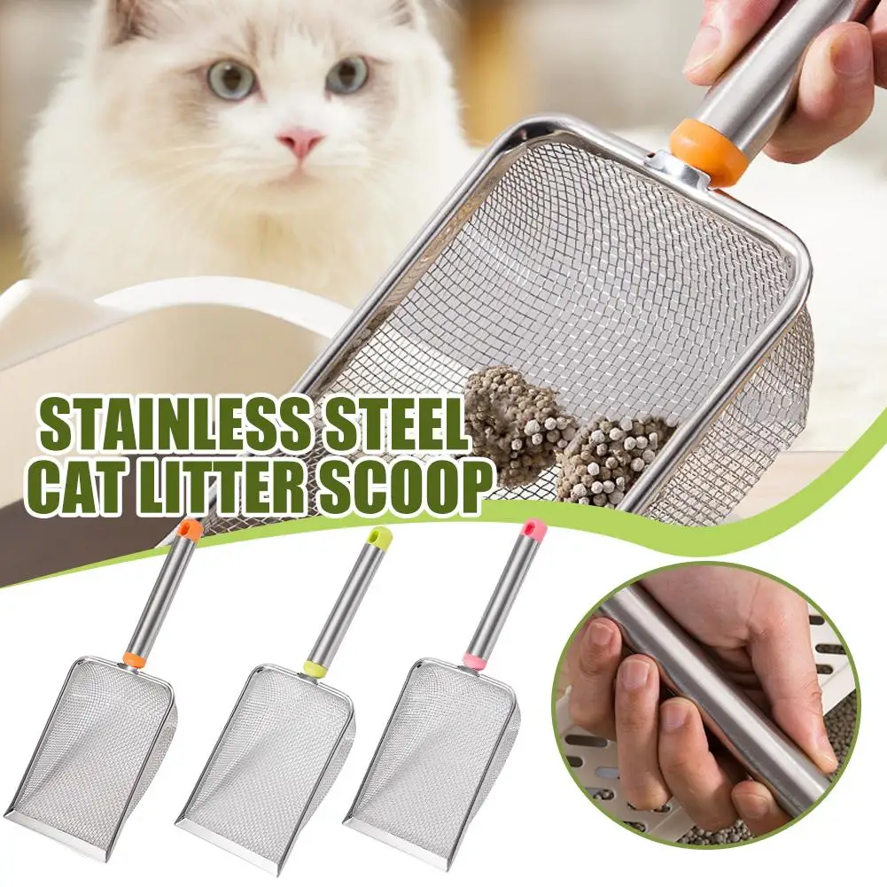 

Stainless Steel Fine Mesh Cat Litter Scoop Easy To Clean Non-Stick Shovel For Reptiles Sand Efficient Durable Litter Scoop
