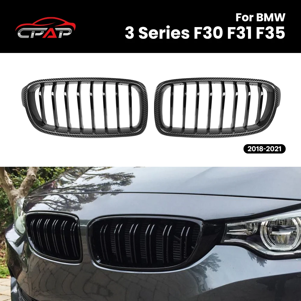 

Front Grill For BMW 3 Series F30 F31 F35 2012-2018 Real Carbon Fiber Gloss Black Bumper Kidney Hood Grilles Auto Accessories