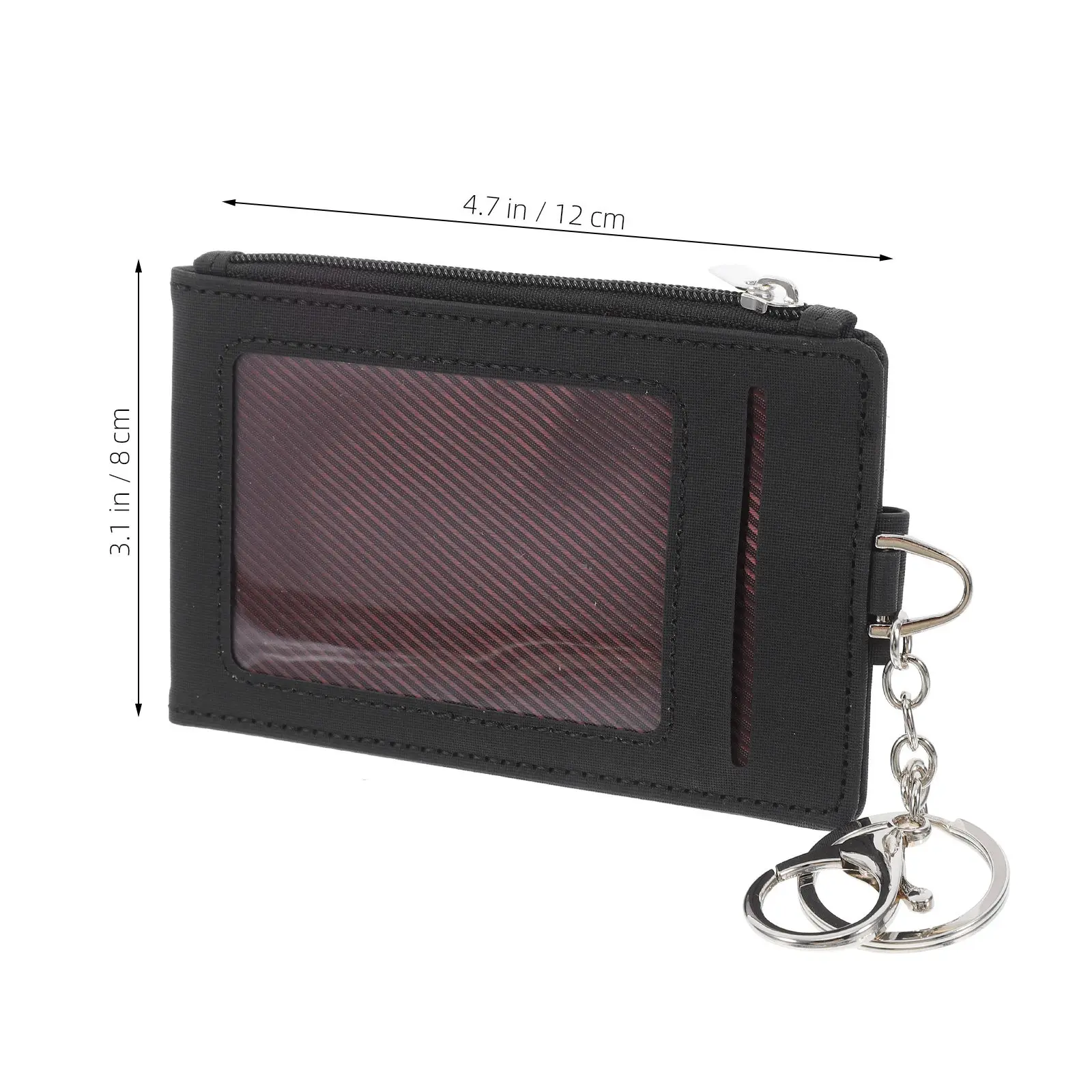 Card Holder with Key Ring PU Material Waterproof Keychain Wallet for Business Daily Commute Office Travel Card view 2