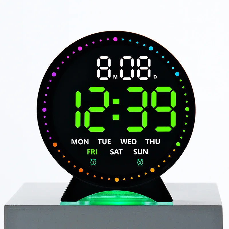 Modern LED Electronic Multifunction Alarm Clock with Digital Display and Night Light for Bedside Table
