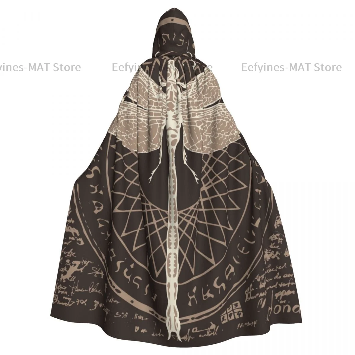 Witch Cloak Dragonfly With Spots Circle Star Magical Inscriptions Halloween Cosplay Costume Unisex Adult Cloak Retro Ages Cape