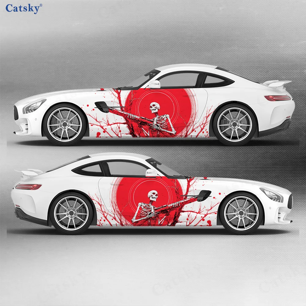 

Personalized Skeleton with Guns Car Vinyl Wraps Decal PVC Anti Scratch Sticker Suitable for Trucks SUV Decor Auto Accessories