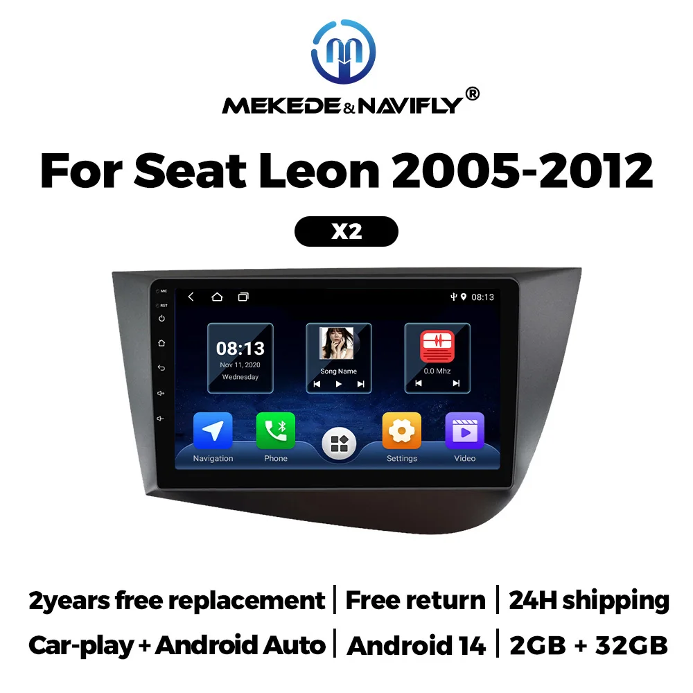 

MEKEDE Android GPS Multimedia 9 Inch LHD for Seat Leon 2 MK2 2005-2012 Car Radio Stereo Touch Screen Intelligent System Carplay