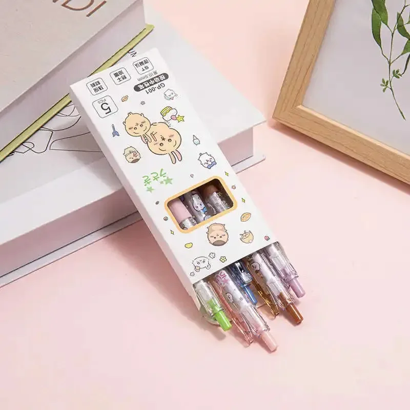 5 Stück Cartoon Kawaii Gelstift 0,55mm Nachfüllbarer Druckstift Schwarzer Stift Schüler-Schreibwaren Schulbedarf Animations-Geburtstagsgeschenk – Detail 7