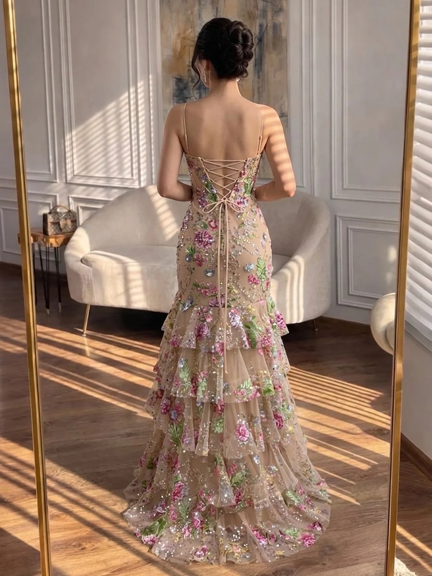 pink and gold mermaid prom dress Serene Hill Beaded African Party Dress