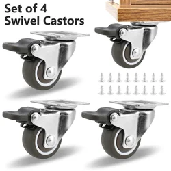 4Pcs Rubber Swivel Castors Table Chair Sofa Mute Wheels Universal with Safety Lock Brake Platform Cart Household Accessories