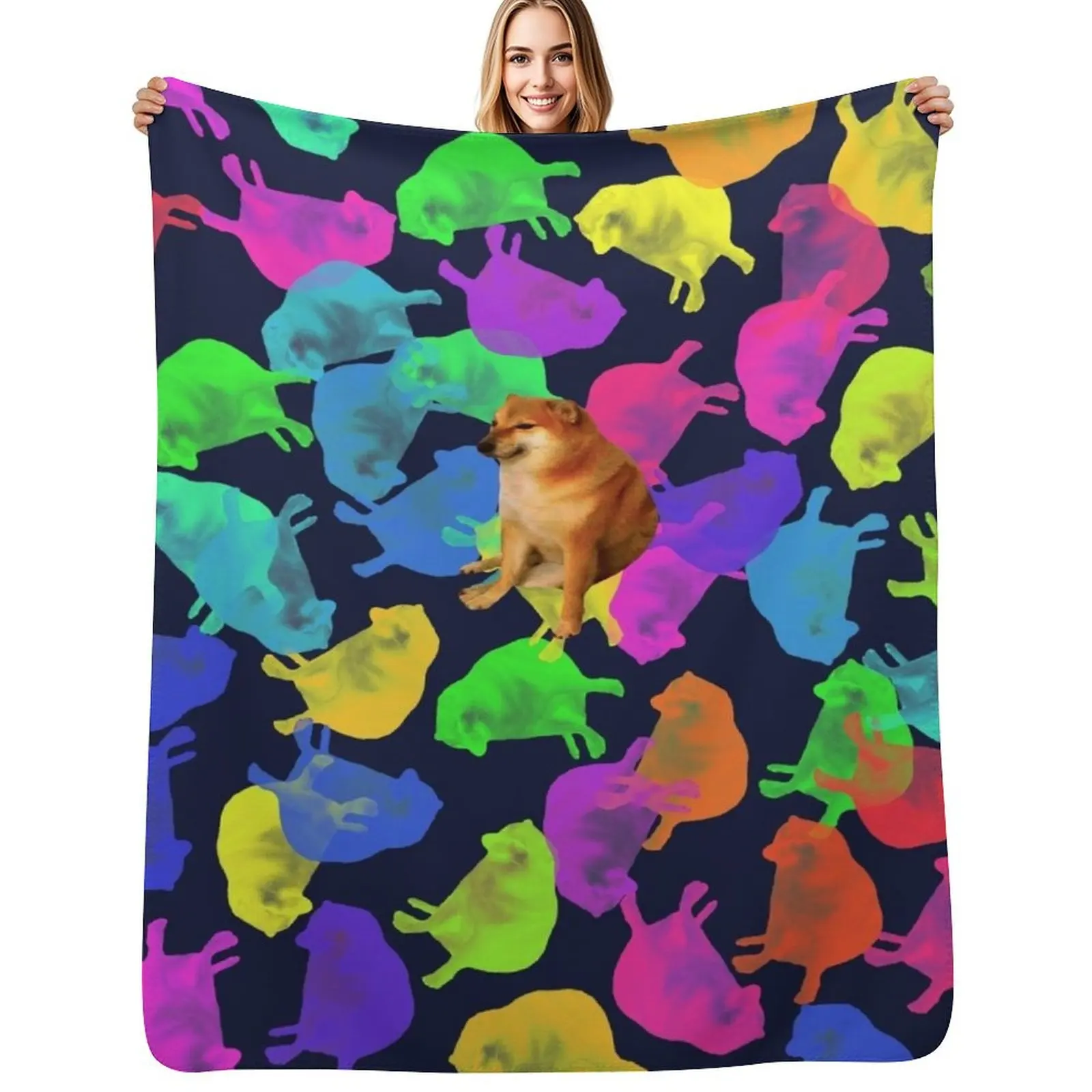 

Cheems ENERGY Throw Blanket Soft Plush Plaid Cute Plaid Moving Hair Blankets