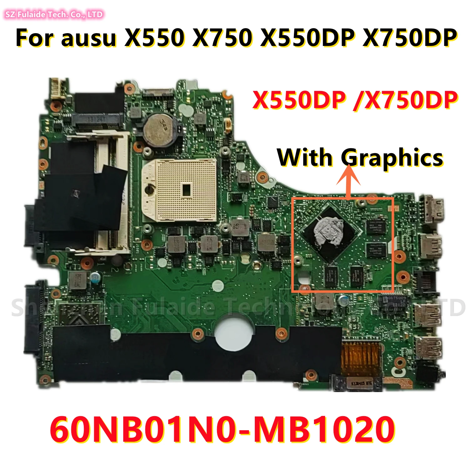 Papan Utama X550DP /X750DP untuk Motherboard Laptop Ausu X550 X750 X550DP X750DP dengan GPU Control 100% Hd8570m Diuji