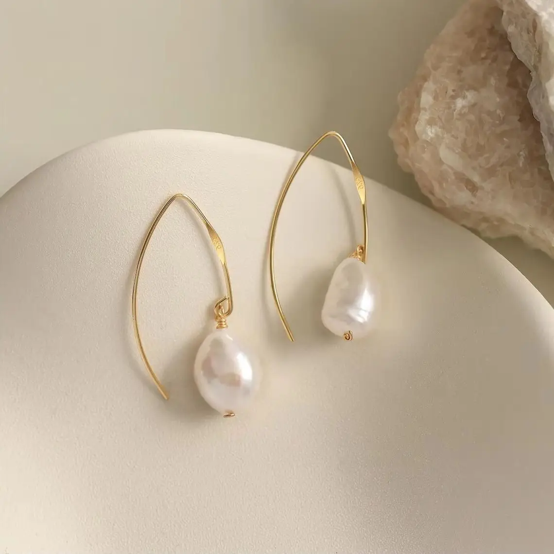 Hengsheng 7-8mm Baroque Freshwater Pearl Earrings for Women Fashion Gold Color Dangle Earrings Jewelry Gift 2025 New Arrivals
