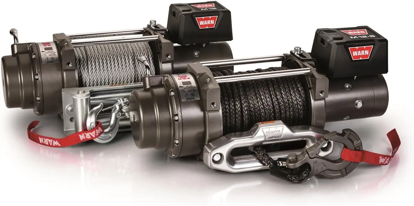 WARN 97740 16.5TI-S Electric 12V Heavyweight Winch with Spydura Pro Synthetic Cable Rope: 3/8