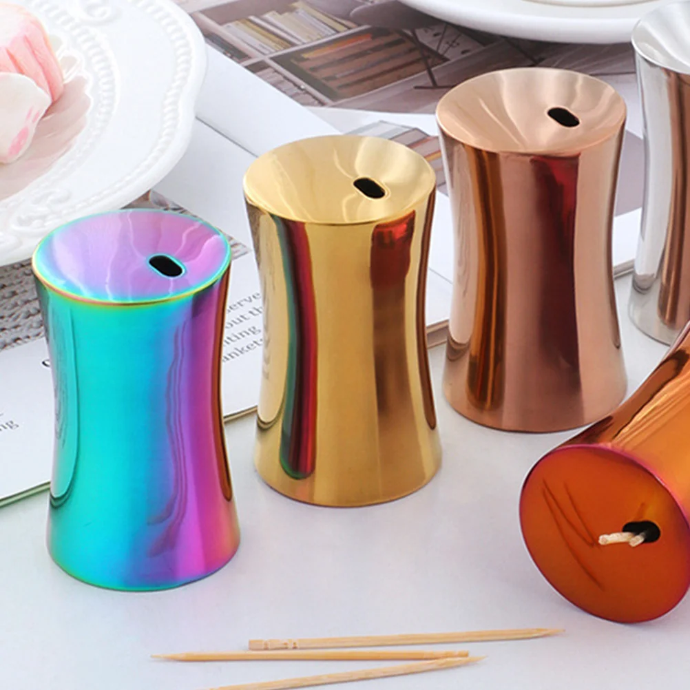 Stainless Steel Toothpick Holder Dispenser- shaped Toothpick Dispenser Metal Toothpicks Container for Home Restaurant ( Golden )