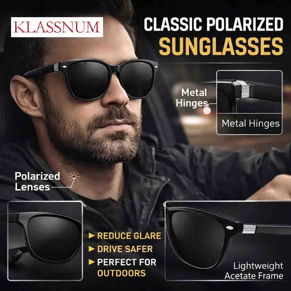 

KLASSNUM Vintage Rivet Square Sunglasses Colorful Lens Women Men Retro UV400 Sun Glasses Classic Driving Travel Eyewear