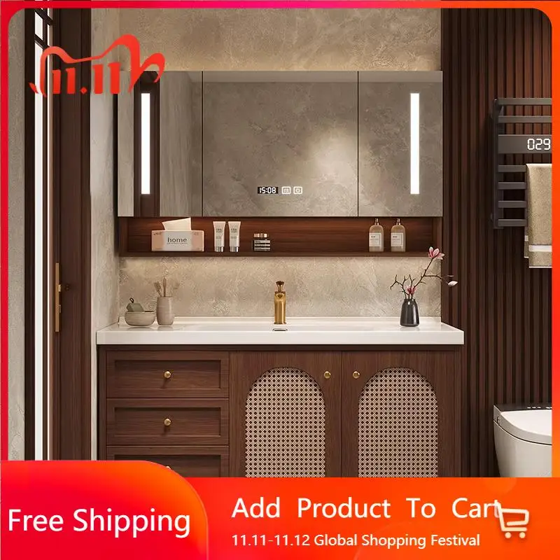 

Перегородка Дубовый шкаф для ванной комнаты Организация Drewer Высокий минималистский туалетный столик для ванной комнаты Раковина Экономия места Gabinete Banheiro Мебель