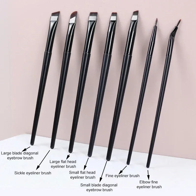 فرشاة تحديد العيون المحسنة فائقة النحافة، فرشاة حواجب مسطحة بزاوية دقيقة، فرشاة دقيقة لوضع مستحضرات ما تحت العين، أدوات مكياج العيون