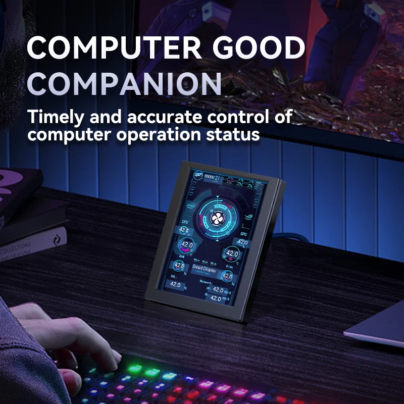 IPS LCD Tipo-C Tela Secundária, 3,5 ", Smart Display UI, CPU, GPU, RAM, Monitor HDD, Software, Tema DIY, Tempo Real, PC Dinâmico