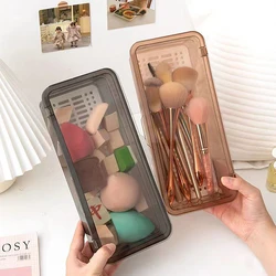 Transparent Makeup Brush Storage Box Dustproof Beauty Egg Lipstick Storage Box With Cover Portable Desktop Storage Bucket