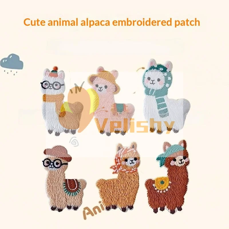 

6Pcs Cartoon Llama Computer Embroidery Patch Towel Embroidery Patch For Clothing Decoration Bag Repair Durable Fabric Sticker