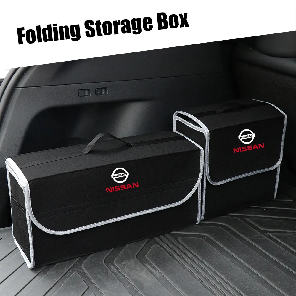 Car Trunk Organizer Box Large Capacity Stowing Tidying Felt Storage Bags For Nissan GTR Nismo X-trail Qashqai Note Juke Patrol