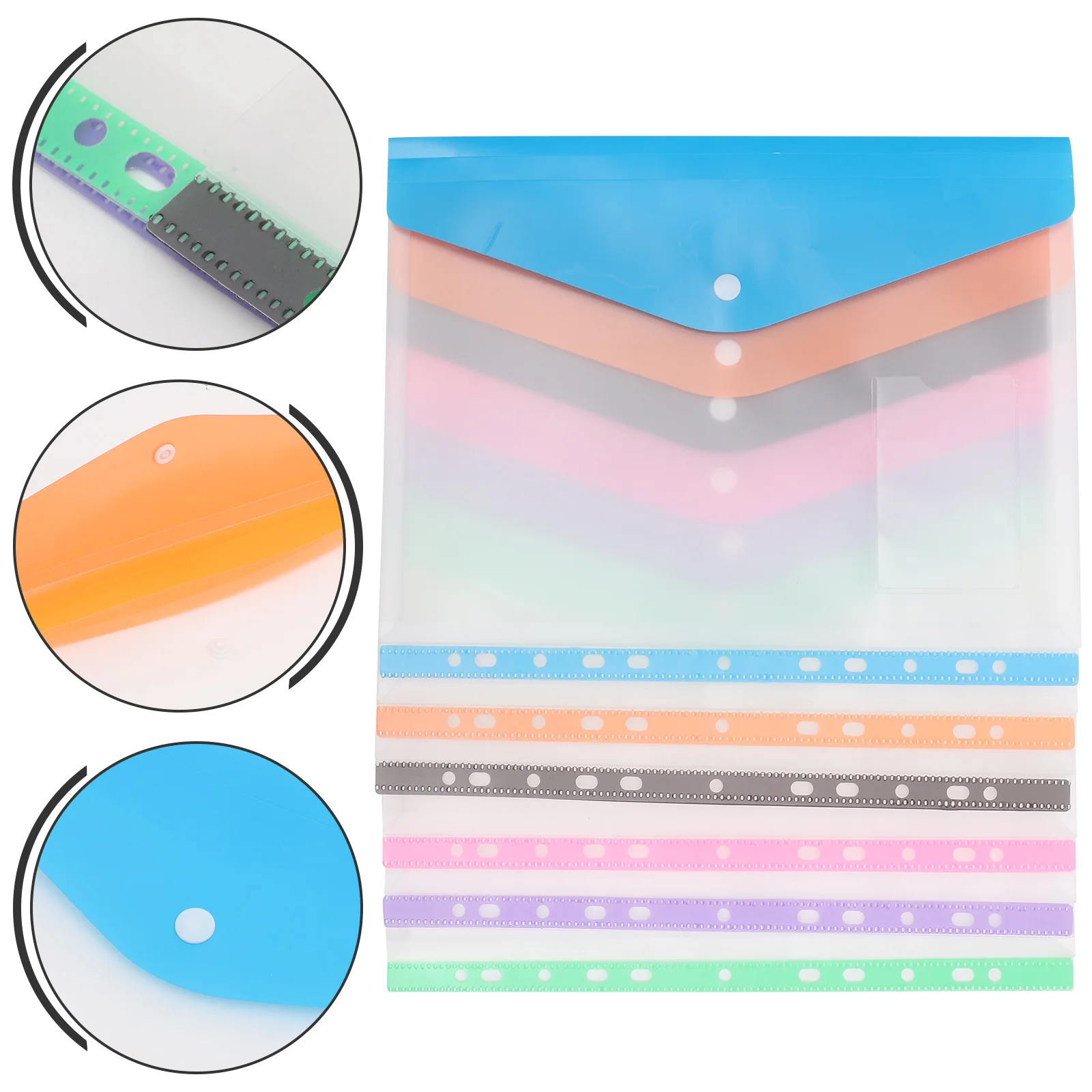 

12Pcs Document Bags PP Material File Folder Organizers Portable Office Document Holders Transparent Snap Button Storage