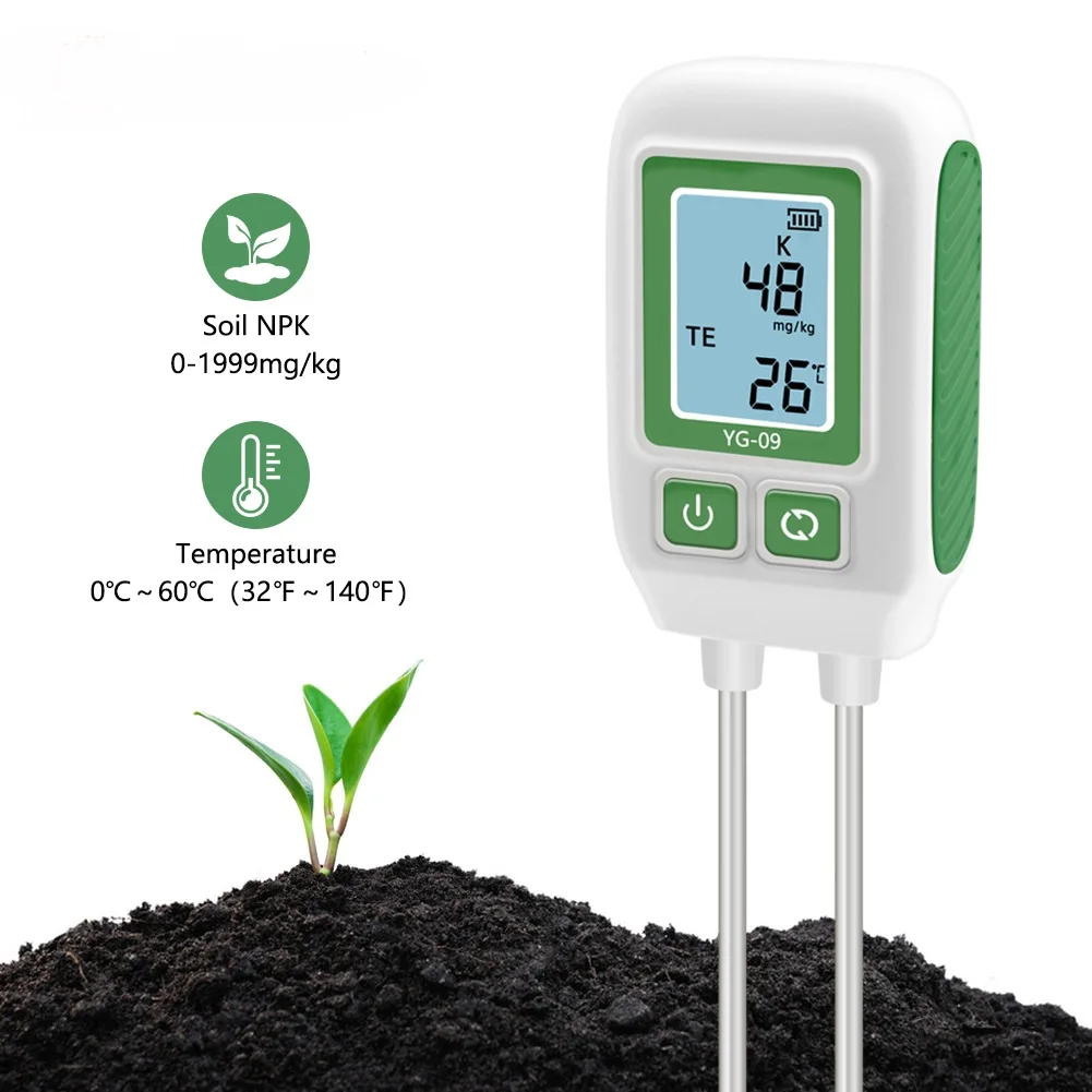 

4in1 Soil NPK Element Analyser Meter 0-1999mg/kg Dual Needle Nitrogen Phosphorus Potassium Detector Fertility Tester Garden Farm