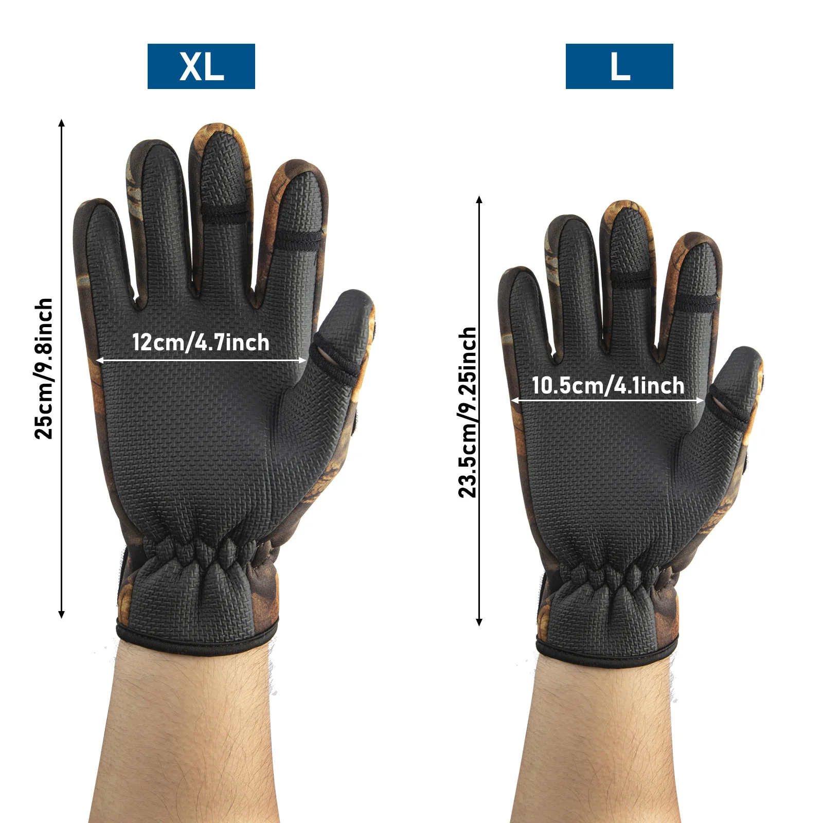 Anti-Slip Fishing Gloves for Man Winter with 3 Fingerless Breathable Warm Protective Gloves Waterproof Cycling Outdoor