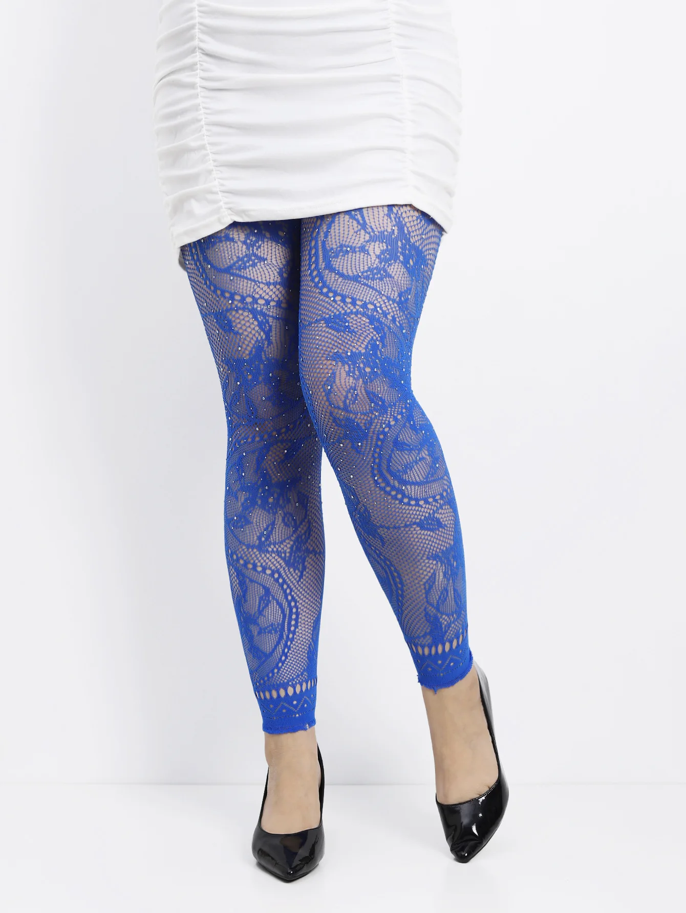Damen-Strumpfhose mit hoher Taille, glitzerndem Strass-Fischnetz, fußlose Strumpfhose, Leggings, farbiges Retro-Stil-Muster für 45–85 kg Gewicht – Detail 14