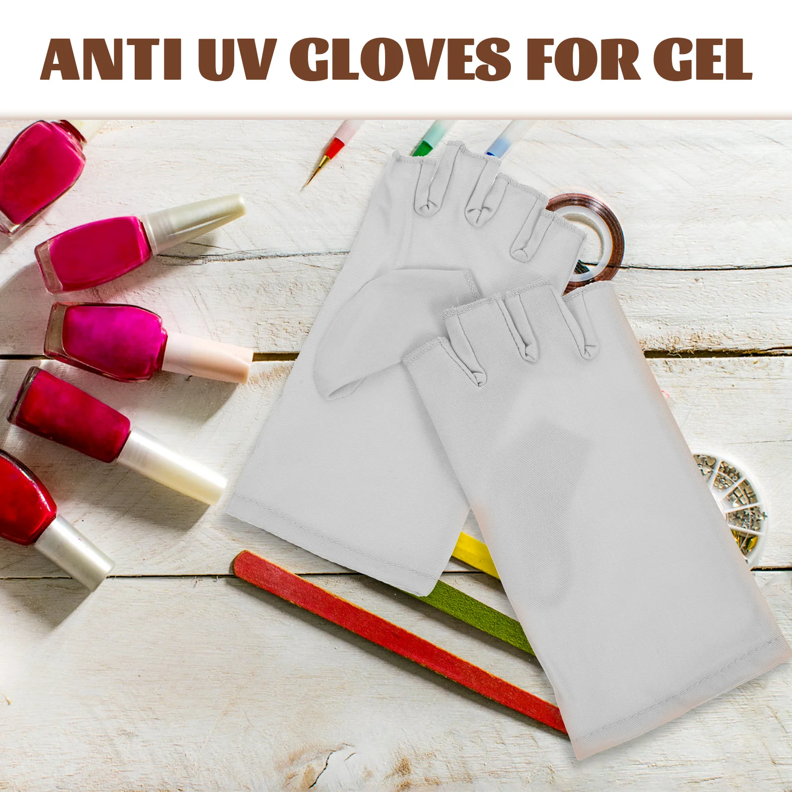 ถุงมือป้องกันรังสียูวี 1 คู่ สำหรับโคมไฟเจลทำเล็บ ถุงมือแบบไม่มีนิ้ว ใช้ซ้ำได้ ป้องกันรังสียูวี สำหรับอุปกรณ์ทำเล็บในร้านเสริมสวย