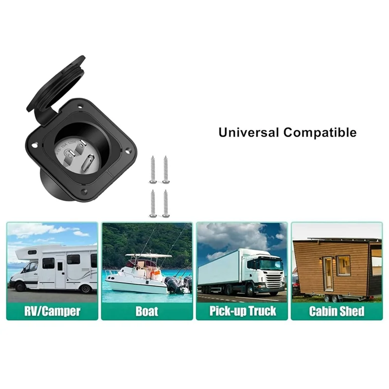 

Розетка ABGR-15, розетка для автофургона 5-15 125 В с водонепроницаемой крышкой для электрического удлинителя для лодки на автофургоне
