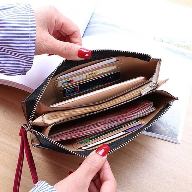 New Fashion Women Office Lady PU Leather Long Purse Clutch Zipper Business Wallet Bag Card Holder Big Capacity Wallet