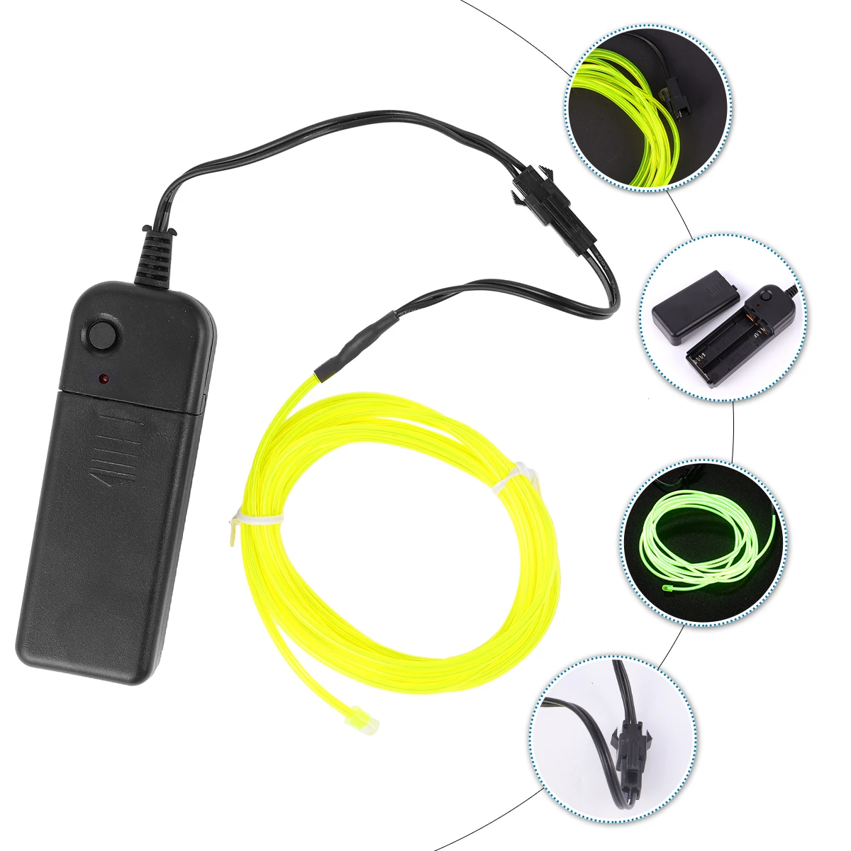 

2 M Glow Line Glowing Cable Wire Flexible Car EI Electroluminescent Light Lights Strobing