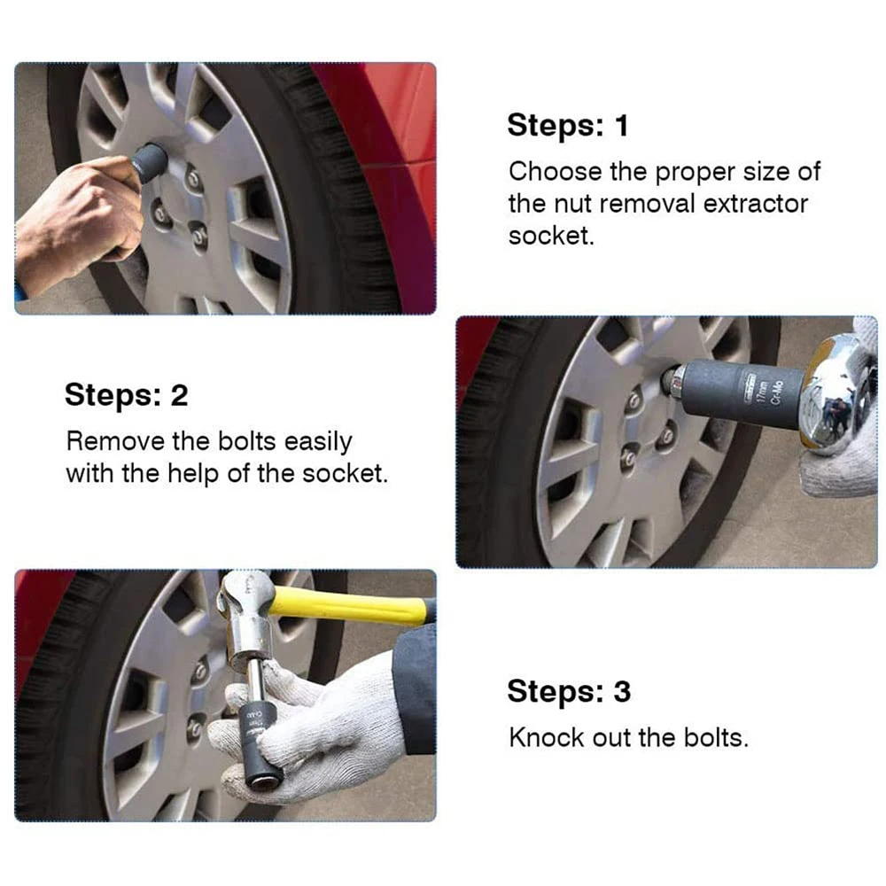 Motorsi الجوز إزالة النازع المقبس أداة مجموعة 1/2 ''محرك تأثير الترباس الجوز النازع مجموعة 5 قطعة قفل عجلة العروة الجوز مجموعة إزالة