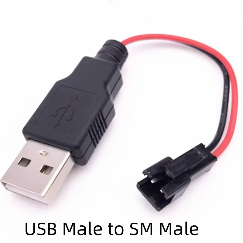 10cm USB to SM2.54 mm terminal line Male-female docking cable docking plug 2P with pin adapter USB charging cable