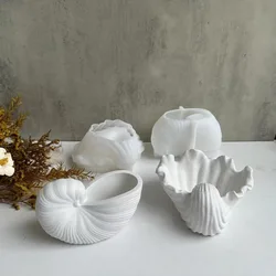 Conch Candle Jar Silicone Molds DIY Handmade Concrete Plaster Cement Sea Shell Flower Pot Jewelry Storage Box Mold Home Decor