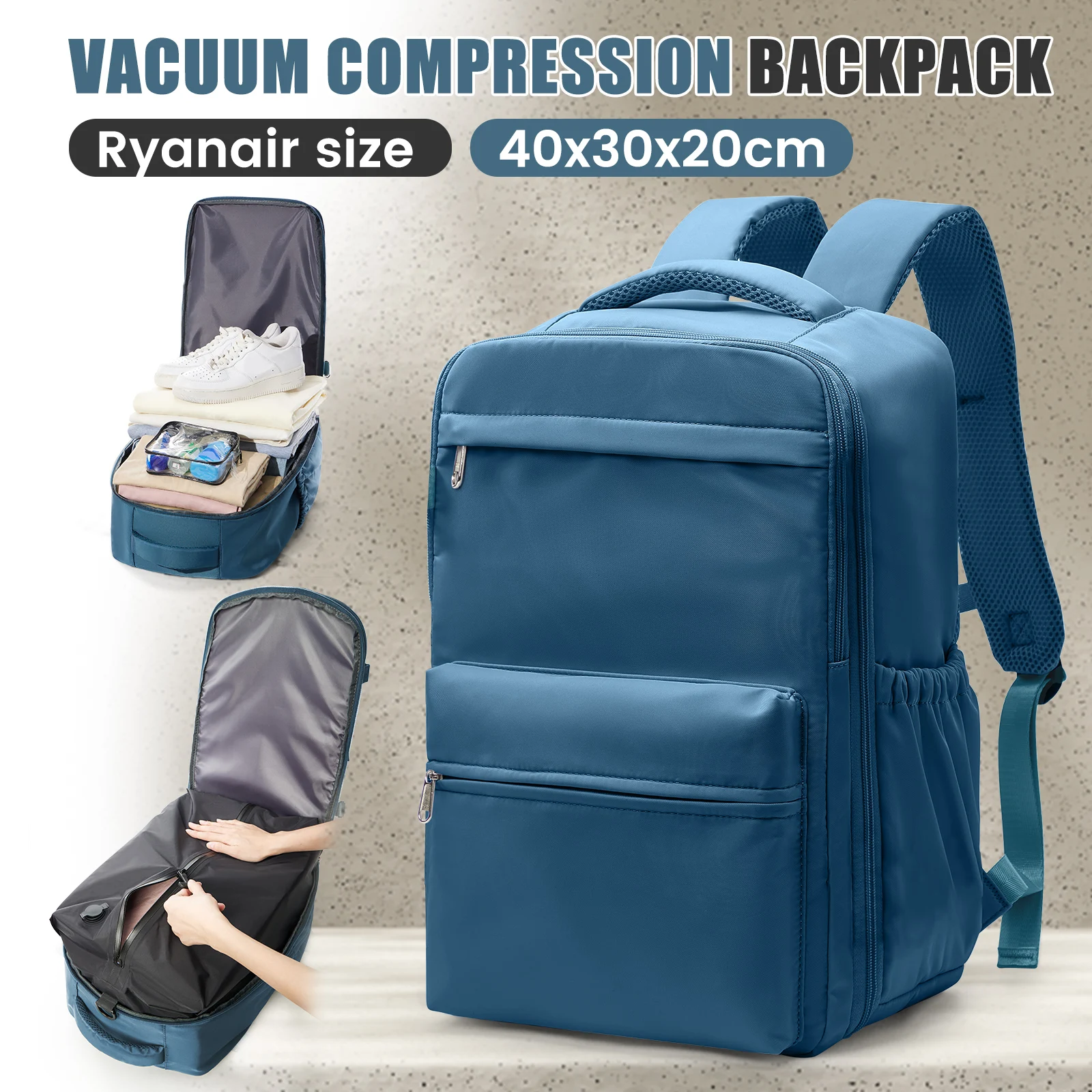 Ryanair 40x30x20 Travel Backpack Vacuum Compression Backpack , Wizzair Cabin Bag 15.6" Laptop Travel Bag,Storage Bag, Schoolbag image 3
